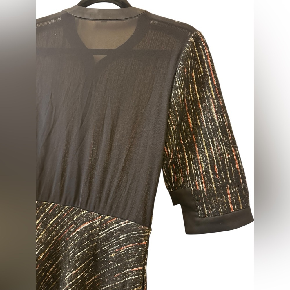 Hanh Merrima Black vertical striped pattern dark colors Button-Down Dress size 8 - Picture 9 of 15